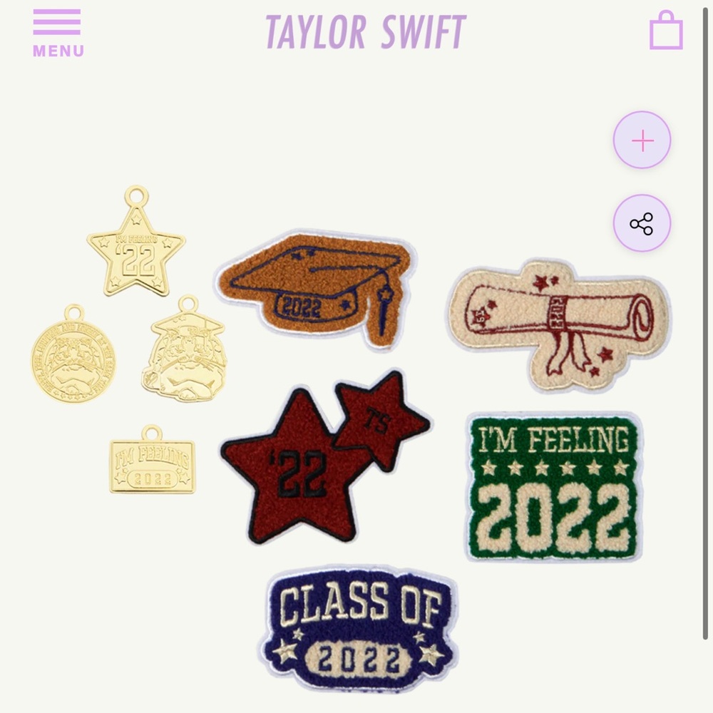 Taylor Swift graduation patches and tassle charms